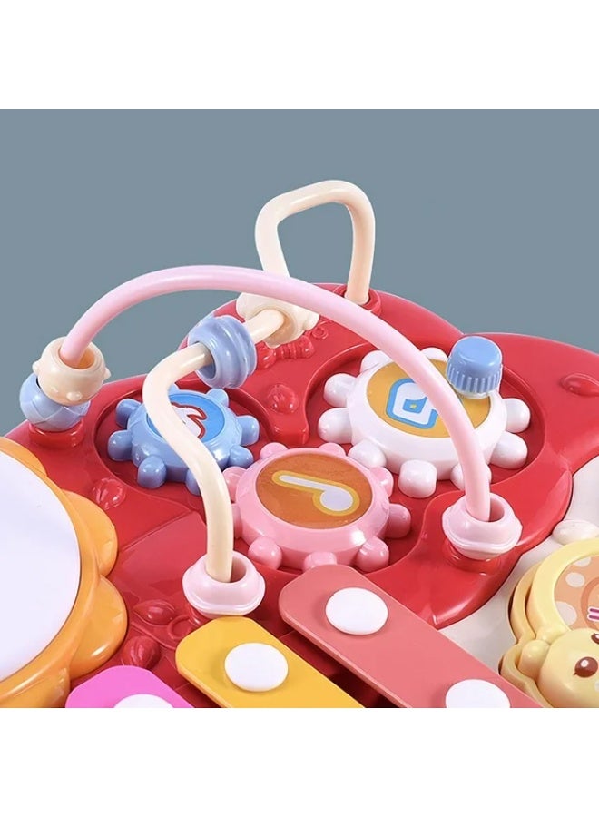 لعبة بيانو موسيقية للأطفال 6×1 مع إكسليفون وطبلة وتليفون – أضواء وأصوات – مناسبة من 6 شهور+ - Image 4